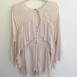 Free people light pink sheer romper
